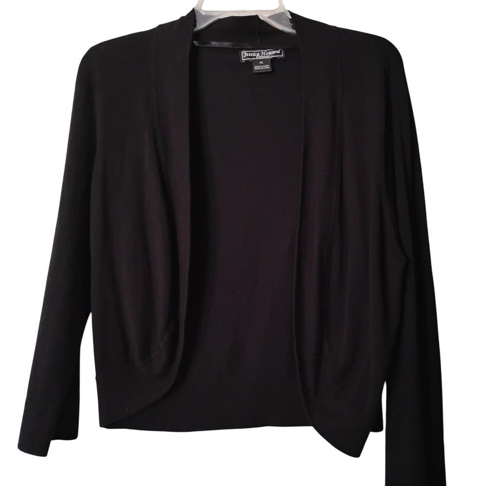 Vintage 90s Jessica Howard Black Cardigan Open Front XL